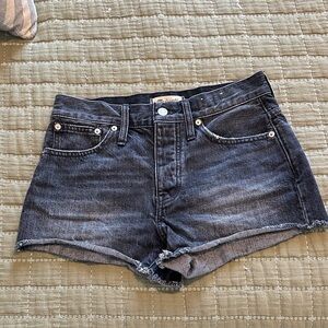 Madewell Black Denim Rolled Hem Jean Shorts